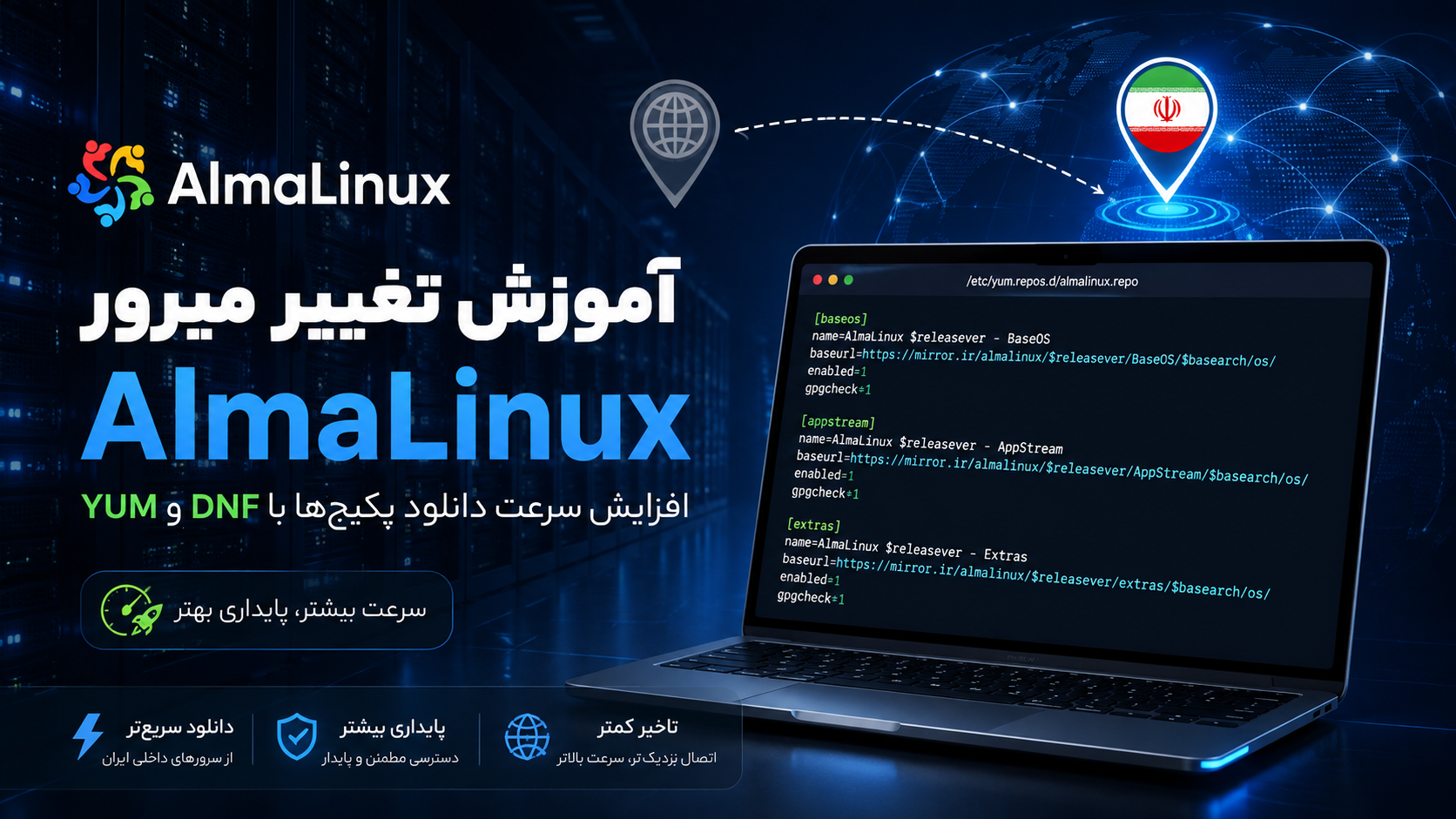 آموزش تغییر میرور AlmaLinux